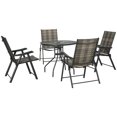 thumbnail image 1 of Outsunny Patio Dining Set, Φ31.5" Glass Top Table w/ Umbrella Hole, Gray, 1 of 10