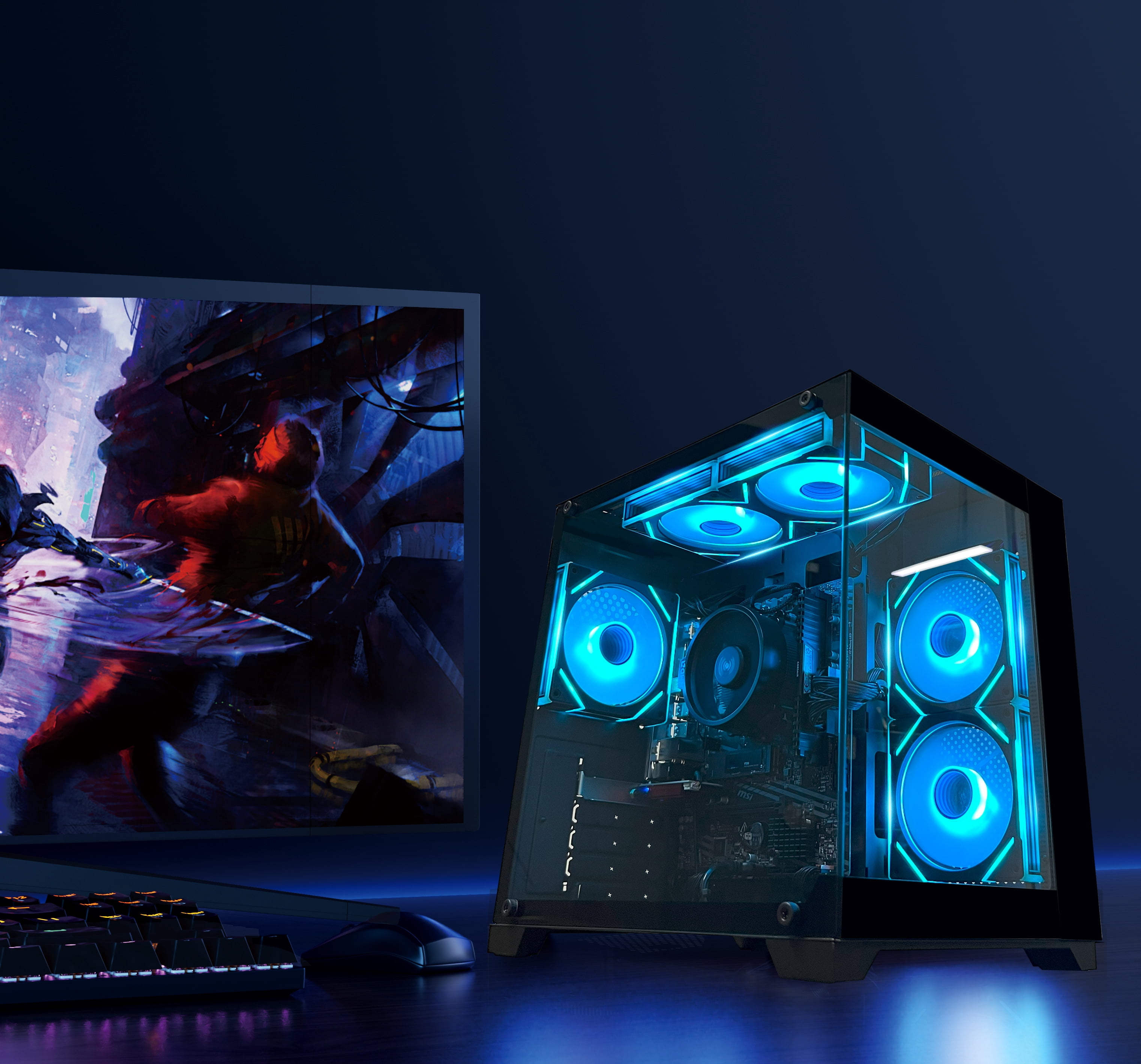 YAWYORE Gaming PC Desktop Computer,AMD Ryzen 5 5600GT,16GB RAM 512G M.2 NVMe Wi-Fi+BT,Game Design Office console,Sea View Room,Prebuilt