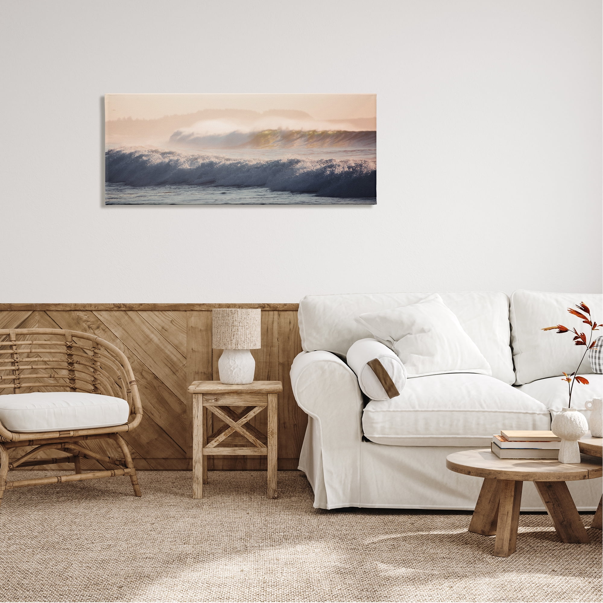 Stupell Industries Tsunami Waves Splash Nature Photography Gallery Wrapped Canvas Print Wall Art, 48 x 20