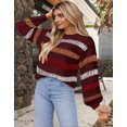 thumbnail image 6 of Cogild Sweaters for Women Striped Crewneck Long Sleeve Knit Pullover Sweater, 6 of 9