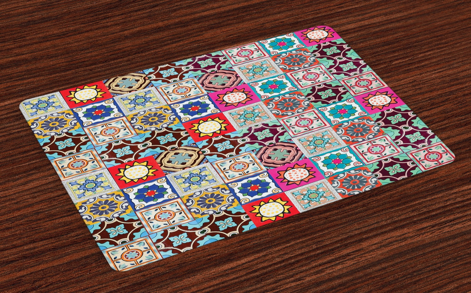 Moroccan Placemats Set of 4 Collection of Ceramic Mosaic Tiles and