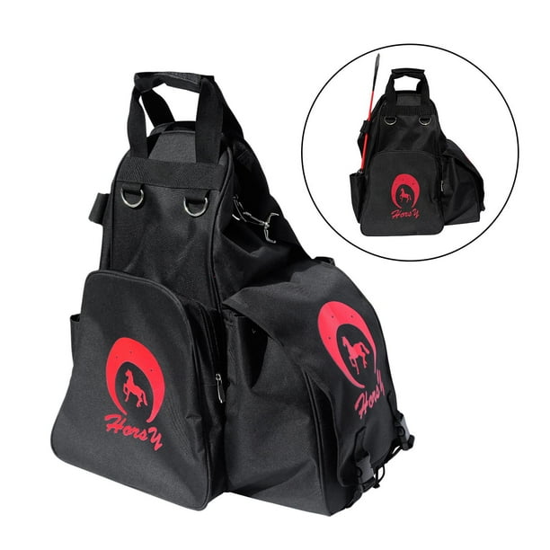 Equipo ecuestre Casco para caballo Protectores de piernas Bolsa Negro shamjiam mochila ecuestre
