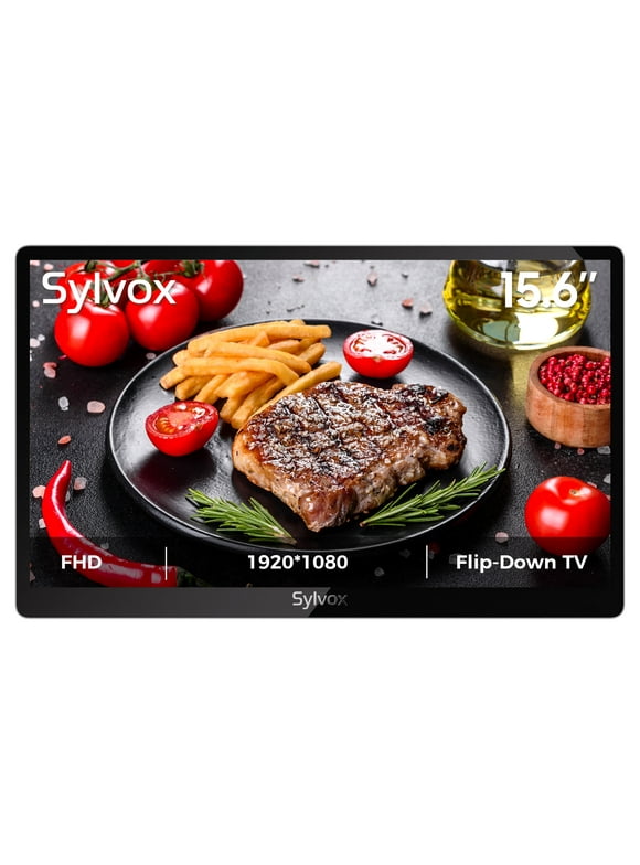 Sylvox 15.6 inch Kitchen TV, 1080P Full HD Under Cabinet TV, Flip-Down Small 12 Volt TV for Kitchen, RV