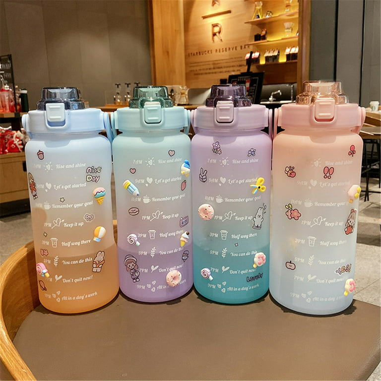 2l Sports Water Bottle With Straw Portable Large Capacity Water Bottles  Fitness Bike Cup Summer Cold Water Jug With Time Marker