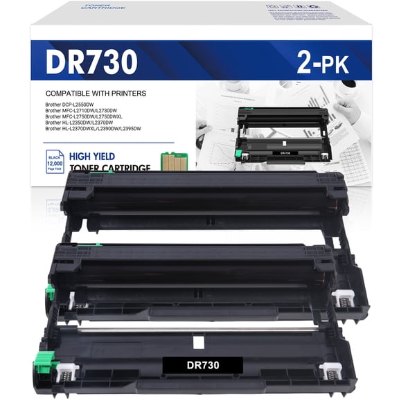 Colorich Compatible for Brother DR-730 DR730 Drum Unit DCP-L2550DW HL-L2350DW HL-L2370DW HL-L2390DW (Black, 2-Pack)