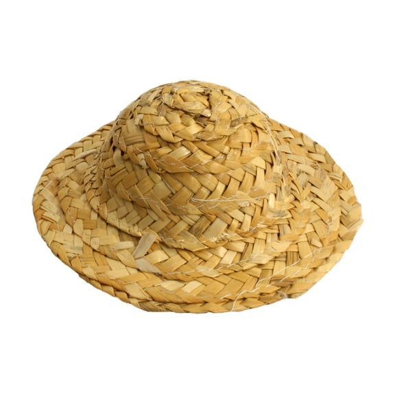 Vintage Round Top Straw Woven Hat for Dolls Bears Country Crafts 4"