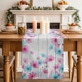 thumbnail image 2 of Table Runner 72 Inches Long for Kitchen Dining, Blue Pink Flowers Dresser Scarf Farmhouse, Dining Table Decorations for Wedding/Parties, Spring Garden Floral Gray Wooden 13 x 72 In, 2 of 8