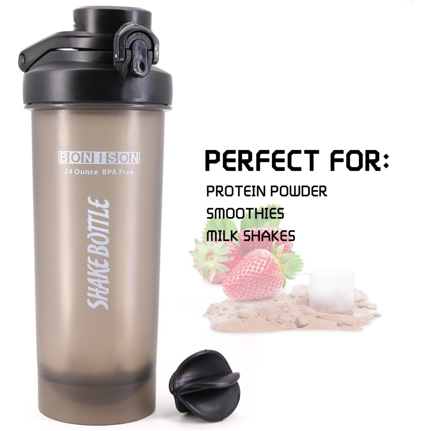 AUTO- Shaker Bottle 4 Pack for Protein Mixes Cups Powder Blender Smoothie  Shakes BPA Free Small Shake with Powerful Mixing - 24 Ounce (Not Include  Black,Random Color,Color may be repeated) 