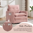thumbnail image 4 of 360°Swivel Accent Chair, Upholstered 28''W Oversized Armchair, PAPROOS Barrel Chair Reading Armchair with Side Pockets & Cushion, Modern Accent Chair with Metal Base for Living Room Bedroom, Pink, 4 of 11