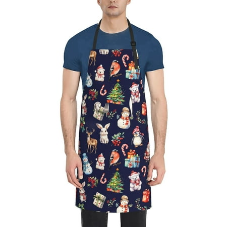 

Coaee Christmas Critters Delight for Waterproof Apron for Unisex Adult with Adjustable Bib Apron