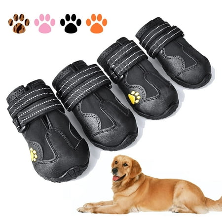 XSY&G Dog Boots Waterproof FEV6 Dog Shoes Dog Booties with Reflective Rugged Anti-Slip Sole and Skid-Proof Outdoor Dog Shoes for Medium to Large Dogs 4Pcs-Size6