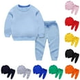 thumbnail image 5 of Toddler Boys Clothes Baby Boy Fall Winter Solid Long Sleeve Elastic Waist 6M 9M 12M 2T 3T 4T Top and Pants Set 2 PC Sweatshirt Pullover Tops + Joggers Pants Outfit Set, 5 of 5