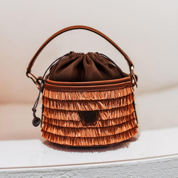 FRCOLOR Purse Organizer Insert Drawstring Insert Organizer Handbag Inner Organizer for Bucket Bag Shoulder Bag Crossbody Bag Brown