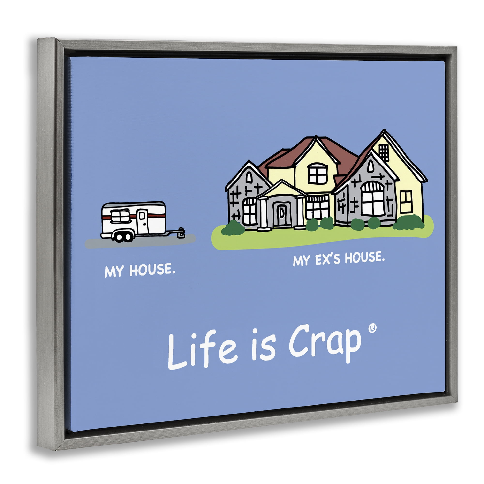 Stupell Industries Funny My House Novelty & Humor Painting Gray Floater Framed Canvas Art Print Wall Art, 21 x 17