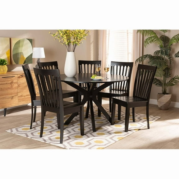 Baxton Studio Zora Modern and Contemporary Dark Brown Finished Wood 7-Piece Dining Set