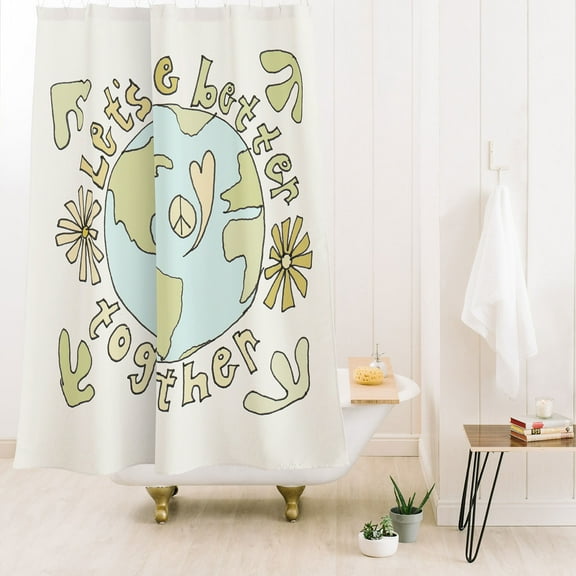 Society6 Surfy Birdy Lets Be Better Together Shower Curtain 71" x 74"