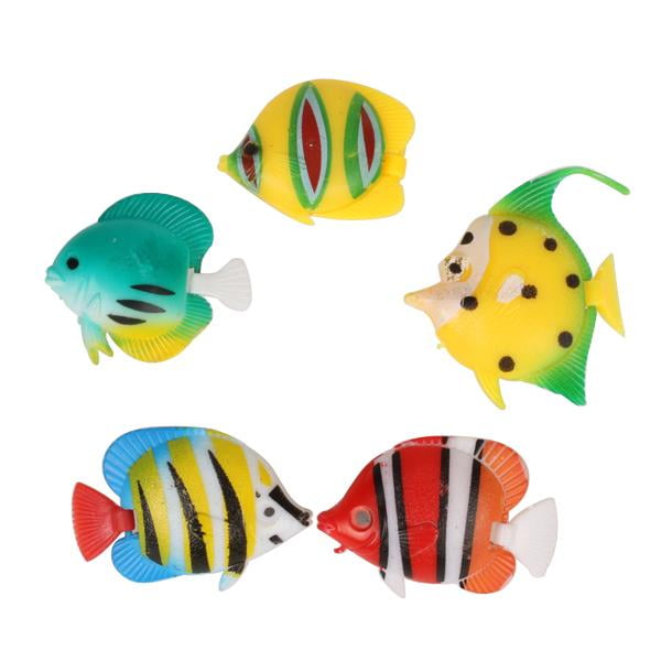 5 Unids Decoración de Adornos de Peces Artificiales Yuyangstore Para Acuario Brilnte Flotantes