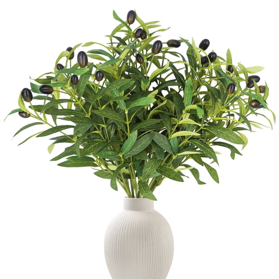 18 Inch Artificial Olive Branches Set of 6, Faux Olive Stems Fake Greenery for Vase Wedding Kitchen Farmhouse Home Décor