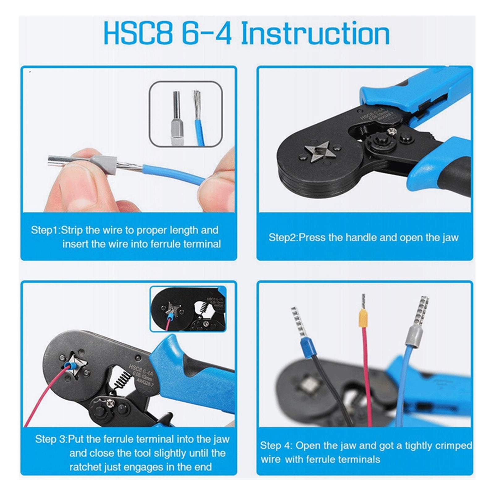 European style Crimper Terminal Crimping Pliers Wire Stripper Crimper Ferrule Crimping Hand Tool Pliers+ 1200 Terminals Kit Set ,Durability That Lasts