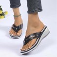 thumbnail image 6 of Women's Platform Wedge Flip-Flop Slip-On Summer Beach Comfortable Low Top Walking Shoes Outdoor Party Travel Fashion Slide Sandals, 6 of 7