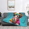 thumbnail image 2 of Naloa Colorful Sunglasses Dog Flannel Fleece Throw Blanket for Bed Couch, Thick Blanket - All Seasons Suitable for Women, Men and Kids-80"x60", 2 of 6