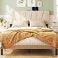 thumbnail image 4 of Gymax Headboard for Queen&Full Size BedGeometric Upholstered Head Board w/2AC Outlets Beige, 4 of 10