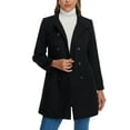 thumbnail image 2 of INSPIRE CHIC Winter Trench Coats for Women's Casual Stand Collar Pea Double Breasted Overcoat XL Black, 2 of 6