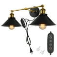 thumbnail image 1 of Kiven Plug in Wall Lamp Industrial Style Wall Sconce with Iron Lampshade, 5.9ft Plug-in Cord, Dimmable, Single Light with 2 Lamp Heads, E26 Sokcet, 1 of 7