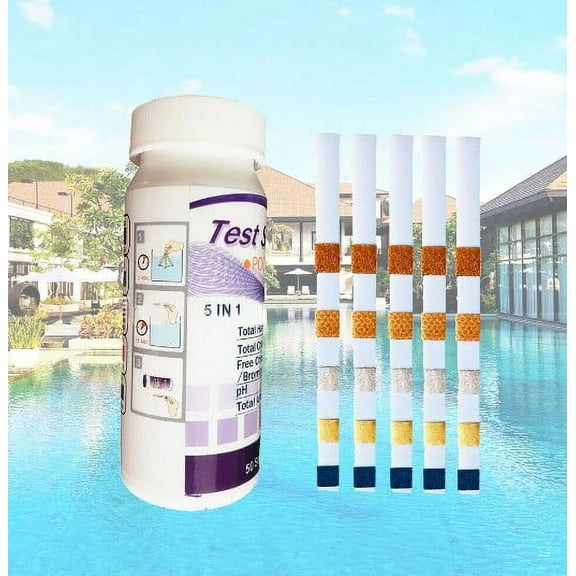 Travelwant 5 in 1 Pool and Spa Test Strips Kit 100 Accurate Test Strips for Spa, Swimming Pool and Hot Tubs - Fantastic for Homes or Commercial Use and Perfect