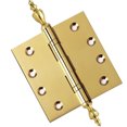 thumbnail image 1 of Embassy 4” x 4” Ball Bearing Door Hinge Heavy Duty Hinges Polished Brass with Urn Tips, 1 of 9