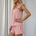thumbnail image 6 of SUNBS 2 Piece Outfit for Women Lounge Sets Ruffle Pj Soft Tank Top and Shorts Sleepwear Set Bridal Pajamas Set, 6 of 10