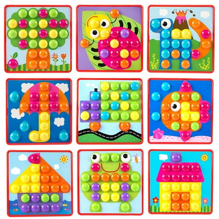 

Button Art Color Matching Pegboard Early Learning Educational Toys Kids