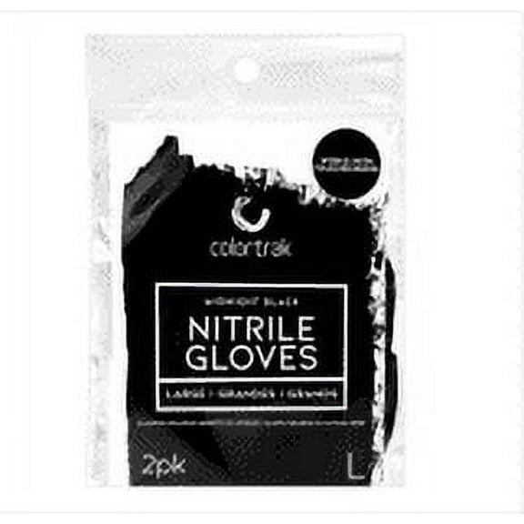 Colortrak Nitrile Pro Quality Protection Latex Free Mixed Disposable Gloves L, Black, 2 Pack