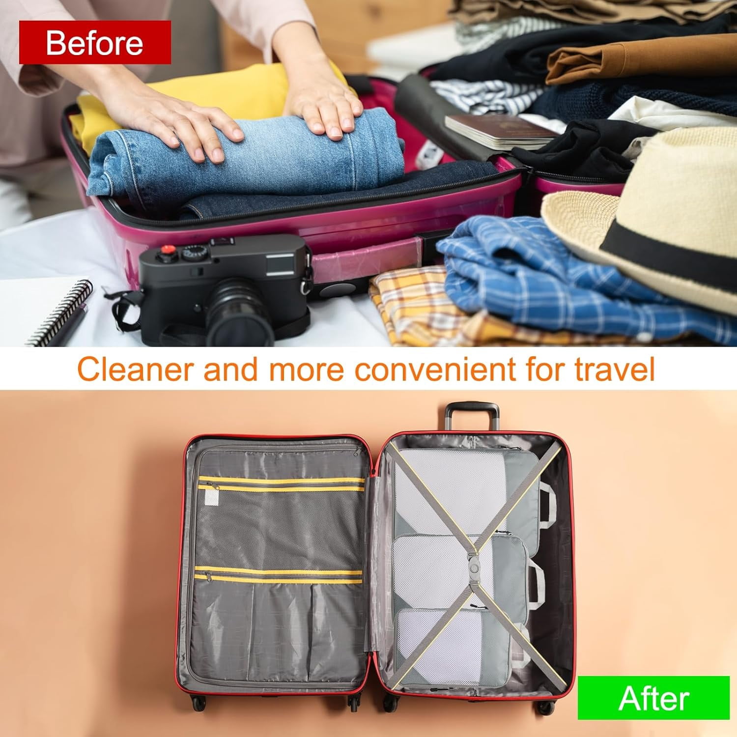 XiHAMA 3pcs Compression Packing Cube for Suitcases Lightweight Luggage Organizers Bag Travel Essentials Compression Bags for Carry on Suitcases