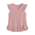 thumbnail image 4 of OSFVNOXV Cute Tops for Women Ladies Boho Top Babydoll Cap Sleeves Ruffle Hem V-Neck Summer Gauze Blouse, 4 of 5