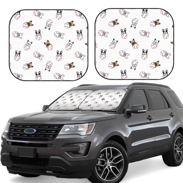 Saiise Baseball Chien pour Voiture Pliable Pare-Soleil (Lot de 2) Offre Protection Solaire avec un Design Pliable Facile pour Pare-Brise Pratique-Moyen