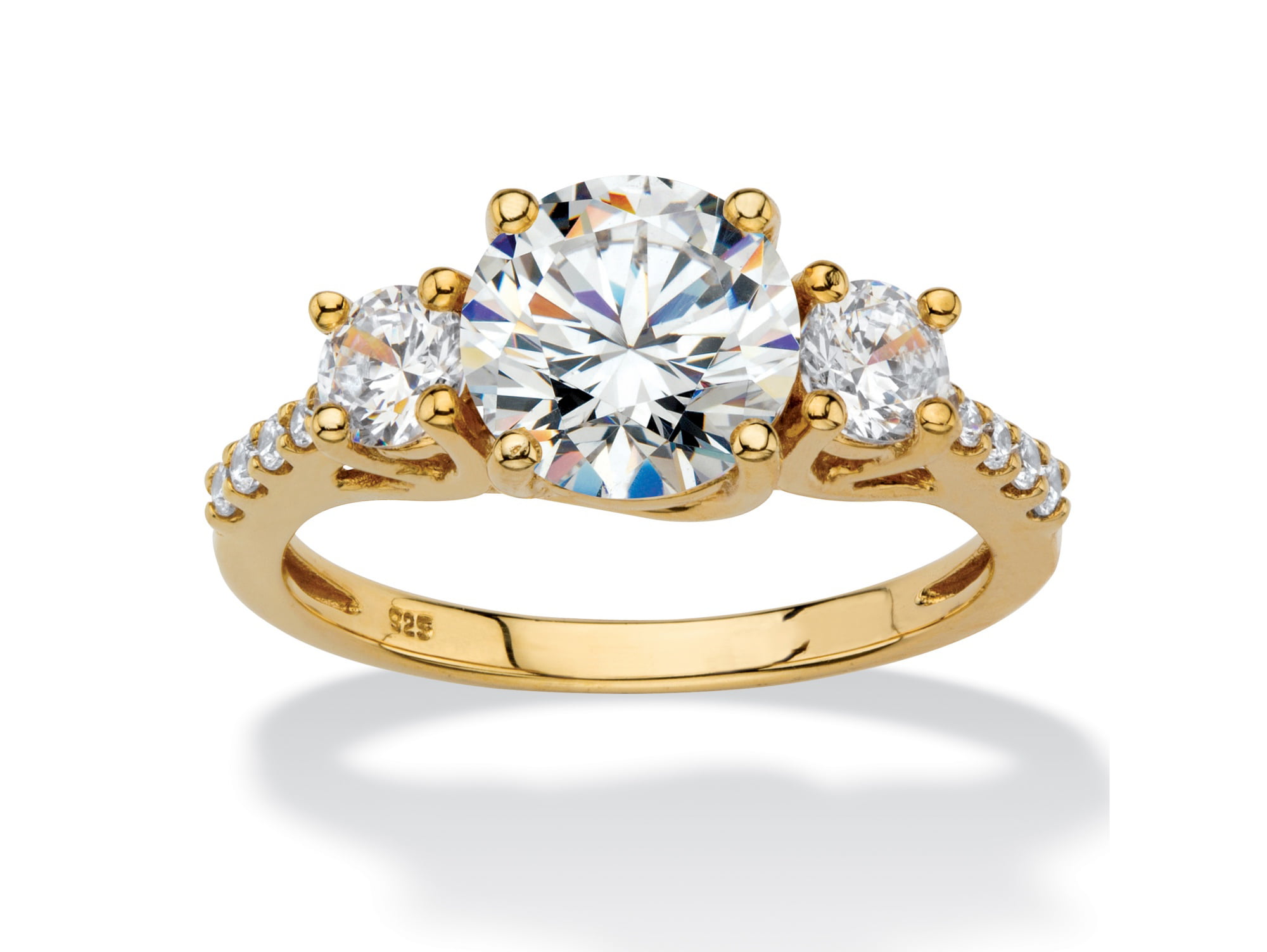 Details about   1.99 TCW Baguette-Cut 18k Gold over Silver Cubic Zirconia Engagement Ring 