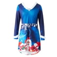 thumbnail image 6 of Genuiskids Women Christmas Plush Midi Dress Faux Plush Splicing V-Neck Santa Elk Christmas Tree Snowflake Print Irregular Dress Party Cocktail Dress, 6 of 9