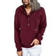 thumbnail image 4 of Vedolay Women Hoodless Hoodies Fashion 2023 Tight Fit Lightweight Solid Long Sleeves Top Zip up Hoodie Y2k Red,M, 4 of 5