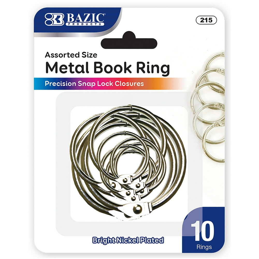 BAZIC Loose Leaf Binder Ring, Assorted Sizes (3/4", 1 1/4", 2"), Book