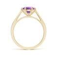 thumbnail image 2 of ANGARA Natural Tapered Shank 1.15 ct Amethyst Solitaire Ring with Diamonds in 14K Yellow Gold for Women (Size-7mm) | February Birthstone, Anniversary, Jewelry Gift for Women | Natural Amethyst Ring, 2 of 9
