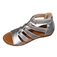 thumbnail image 6 of Rokment Wedge Low Heels Gladiator Sandals for Women Beach Roman Casual Leather Hollow out Open Toe Fisherman Flat Dress Summer Shoes Silver Size 9, 6 of 7