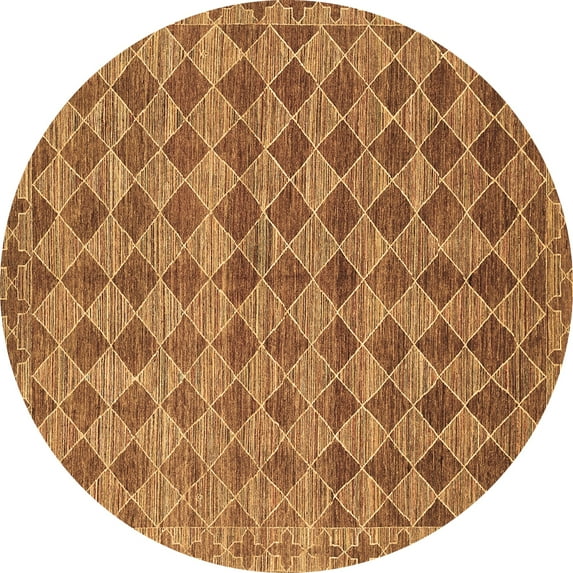 Ahgly Company Indoor Round Abstract Brown Contemporary Area Rugs, 4' Round