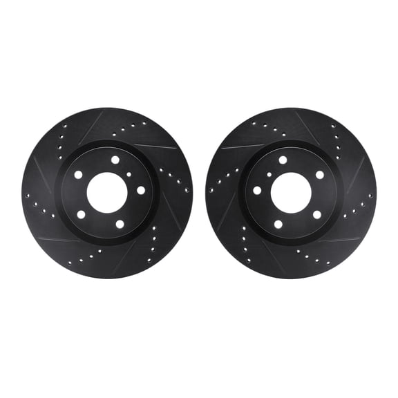 Dynamic Friction Company Front Brake Rotors-Drilled and Slotted-Black 8002-68002