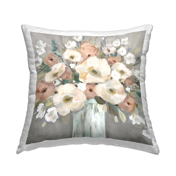 Stupell Industries Pastel Poppies Bouquet Decorative Printed Throw Pillow Design by Carol Robinson.