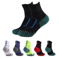 thumbnail image 3 of Graflsoa Breathable Mid-Calf Basketball Socks - Size L40-45, White & Light Gray, Moisture-Wicking & Non-Slip Design, 3 of 6