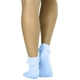 thumbnail image 3 of ToBeInStyle Women's Opaque Ankle High Socks w/ Ruffled Lace Top - Baby Blue, 3 of 6