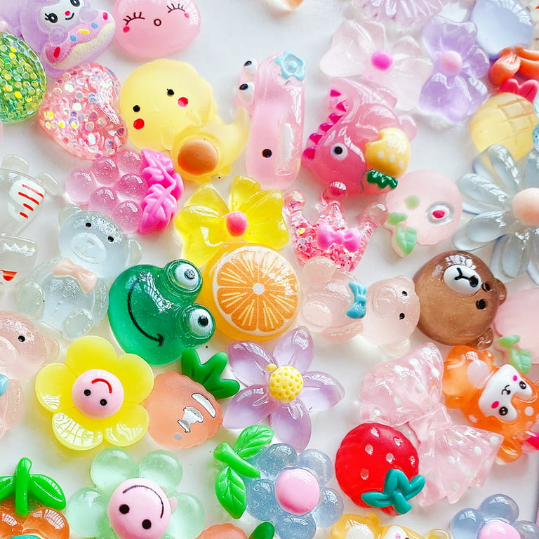 200 Pcs Slime Charms Cute Set , Bulk Mixed Resin Flatback Fake Candy Charms Assorted Sweets Slime Beads Making Supplies for DIY Craft Making and