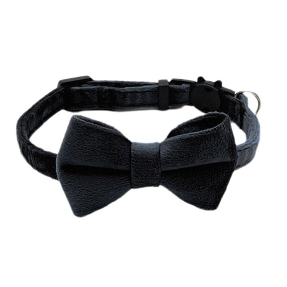 1 * Adjustable Velvet Cat & Small Dog Collar with Suede Bow & Bell 18-3 Nice J9 P5F7