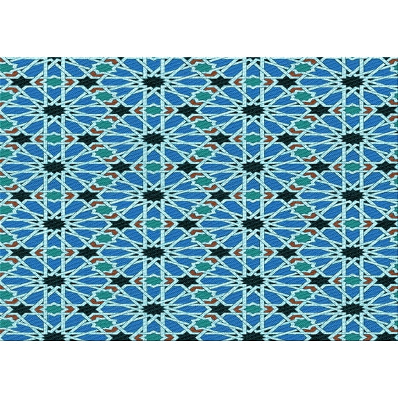 Ahgly Company Indoor Rectangle Patterned Blue Eyes Blue Area Rugs, 5' x 8'